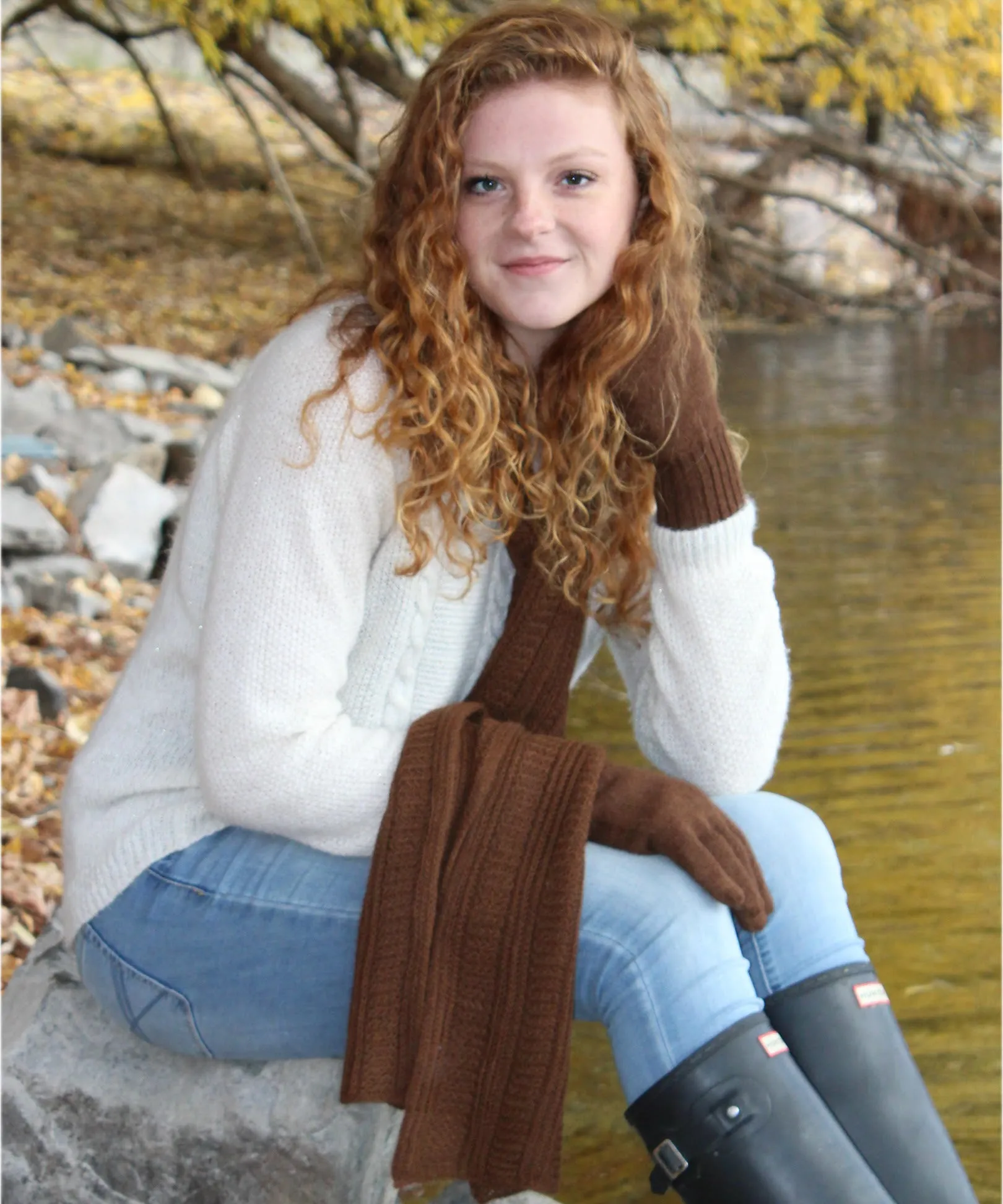 Honeycomb Knitted Scarf 100% Baby Alpaca