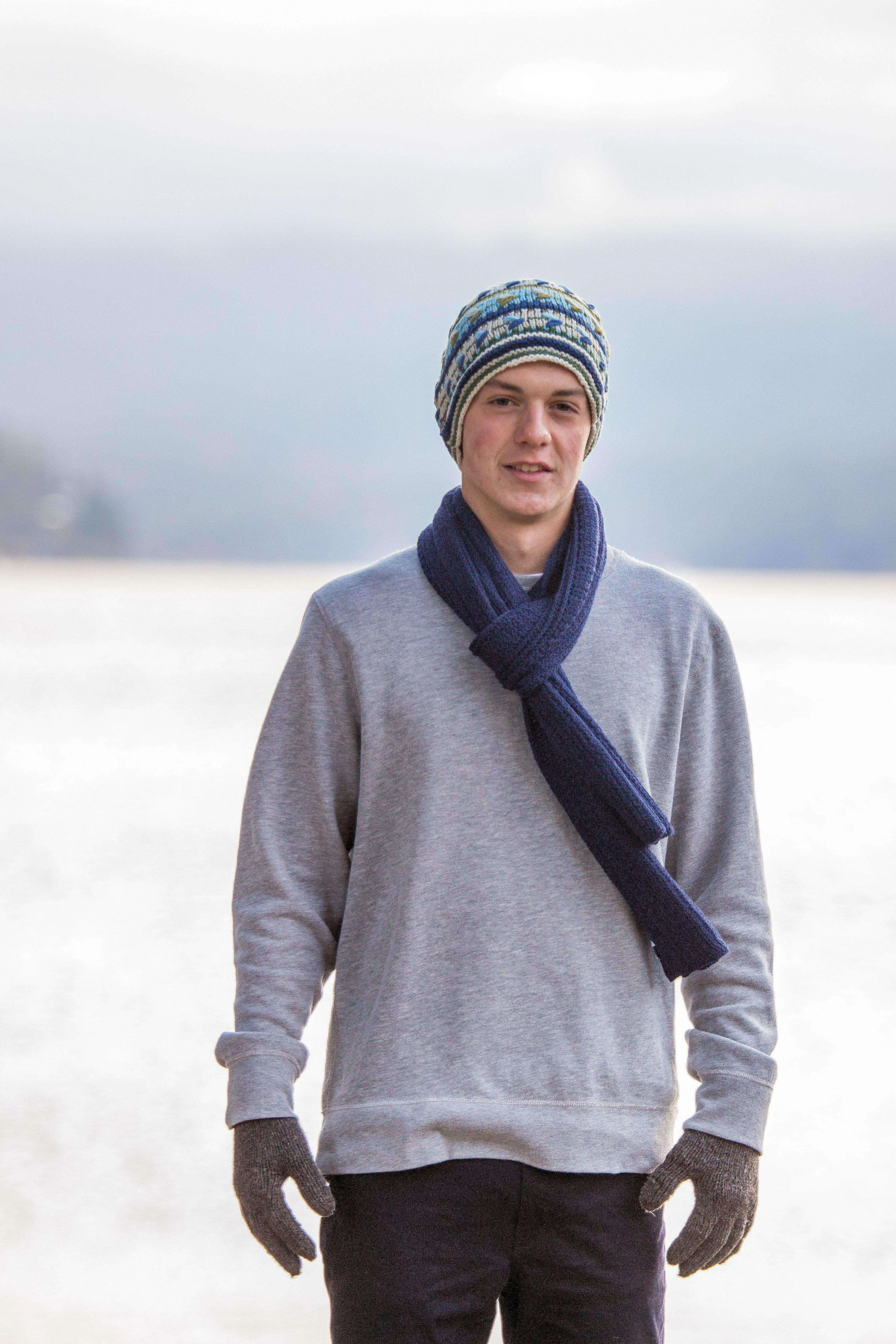 Honeycomb Knitted Scarf 100% Baby Alpaca