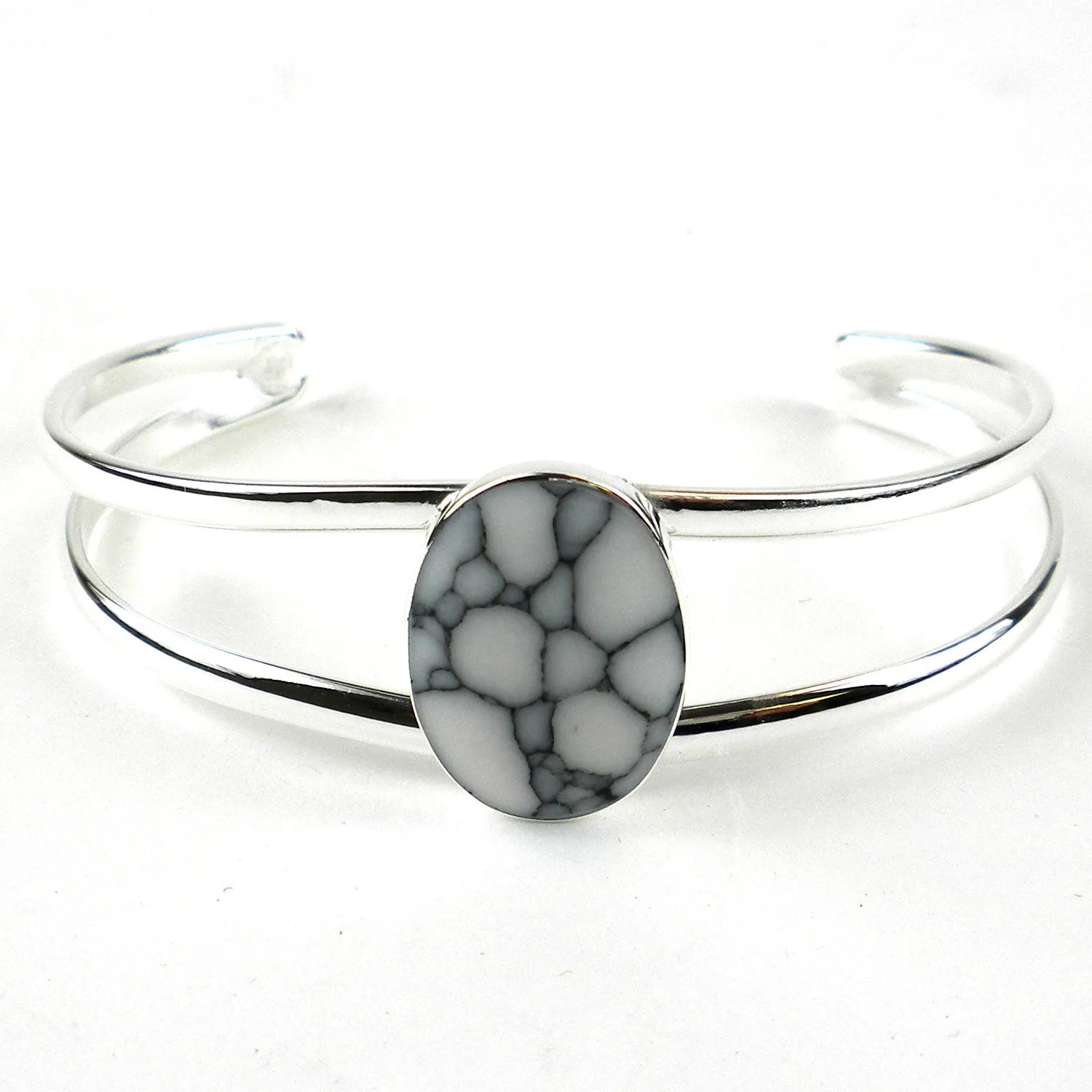 Howlite Mosiac Alpaca Silver Bracelet Artisana