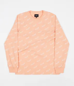 HUF Bolt All-Over Long Sleeve T-Shirt - Peach