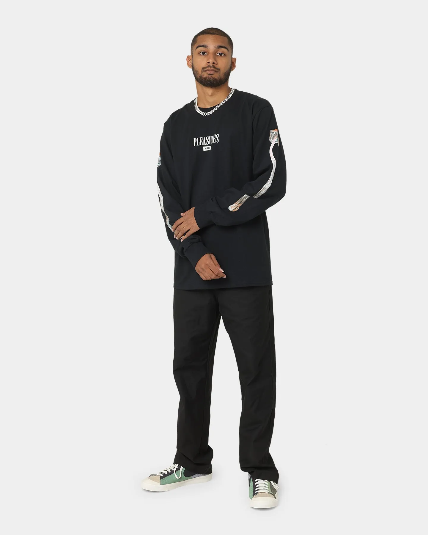 HUF X Pleasures Spore Long Sleeve T-Shirt Black