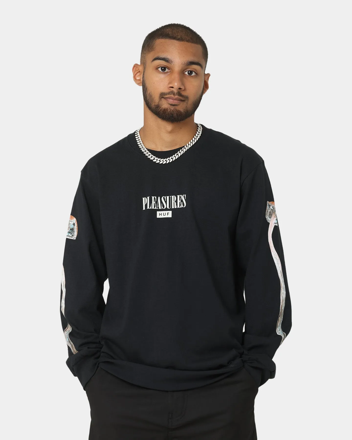 HUF X Pleasures Spore Long Sleeve T-Shirt Black
