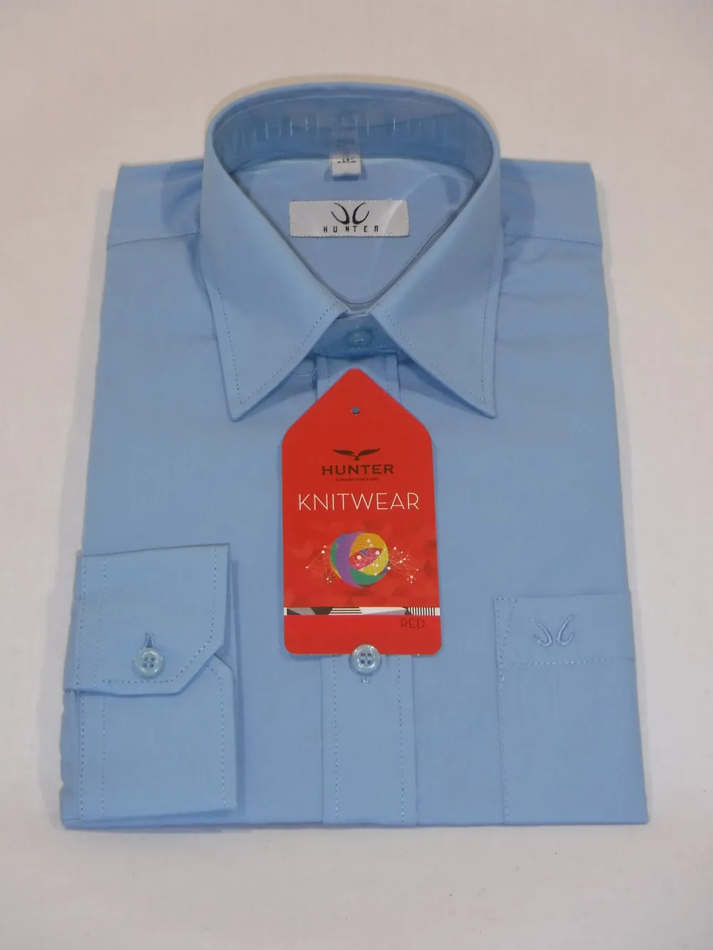 Hunter plain blue School Shirt with Long Sleeve