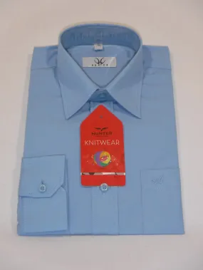 Hunter plain blue School Shirt with Long Sleeve