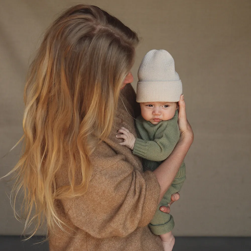 Hvid - Newborn beanie - 100% Merino wool