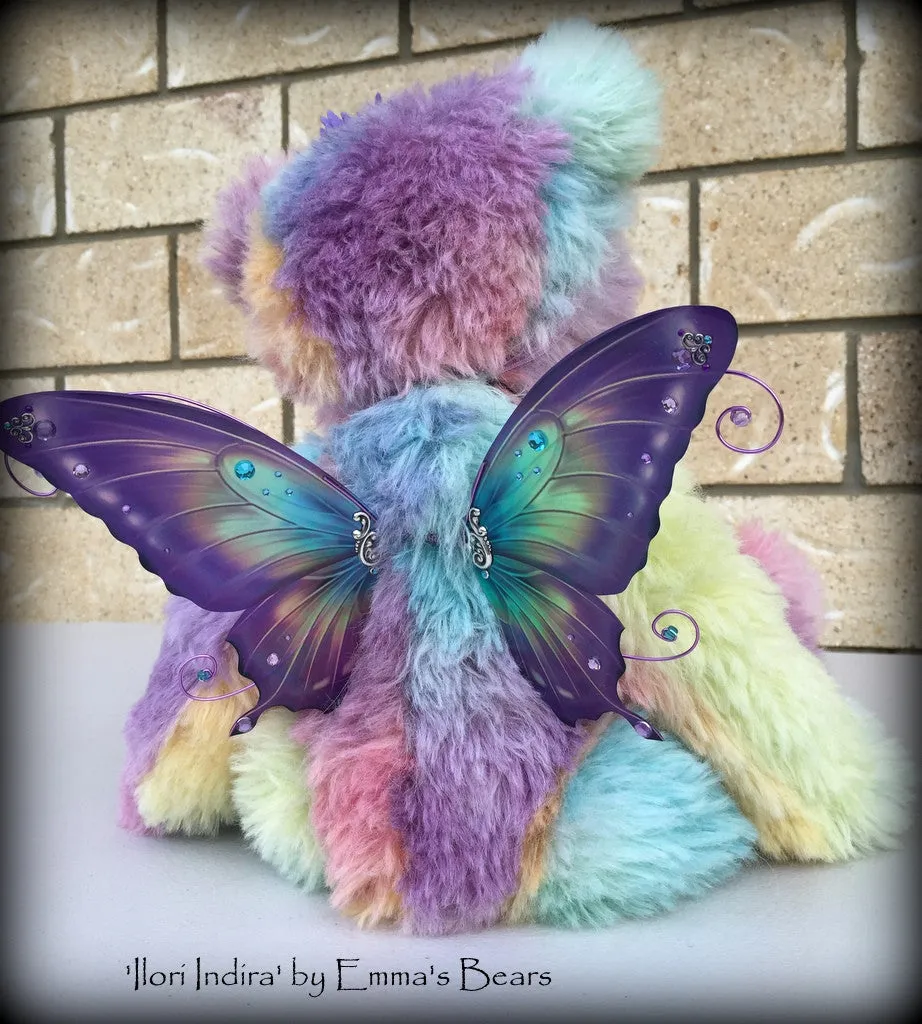 Ilori Indira - 16" hand dyed rainbow alpaca fairy bear  - OOAK by Emma's Bears