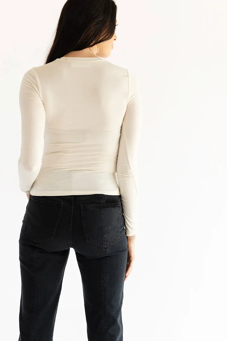 Ivory Fitted Long Sleeve Top