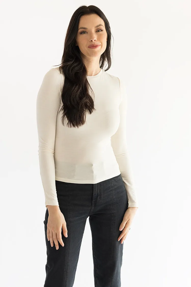Ivory Fitted Long Sleeve Top
