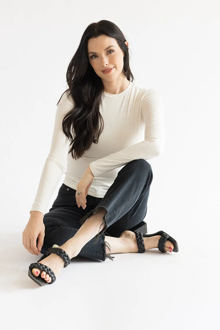 Ivory Fitted Long Sleeve Top