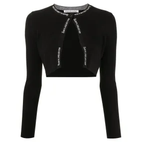 Jacquard Long Sleeve Logo Cardigan In Stretch Knit