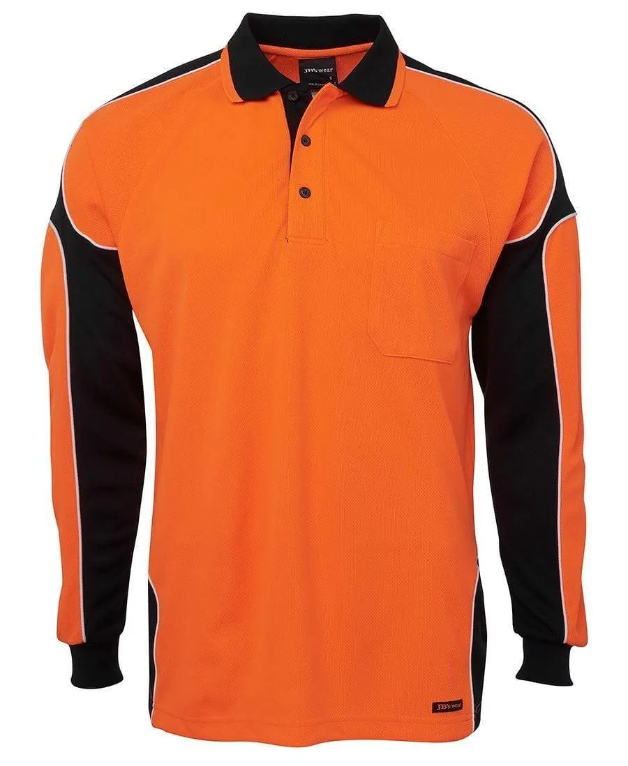 JB'S Hi-Vis Long Sleeve Arm Panel Polo 6AP4L