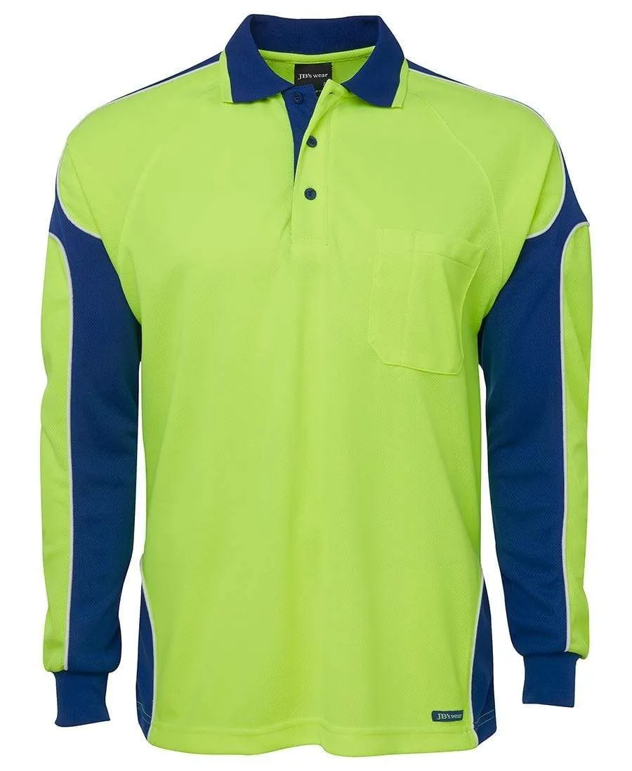 JB'S Hi-Vis Long Sleeve Arm Panel Polo 6AP4L