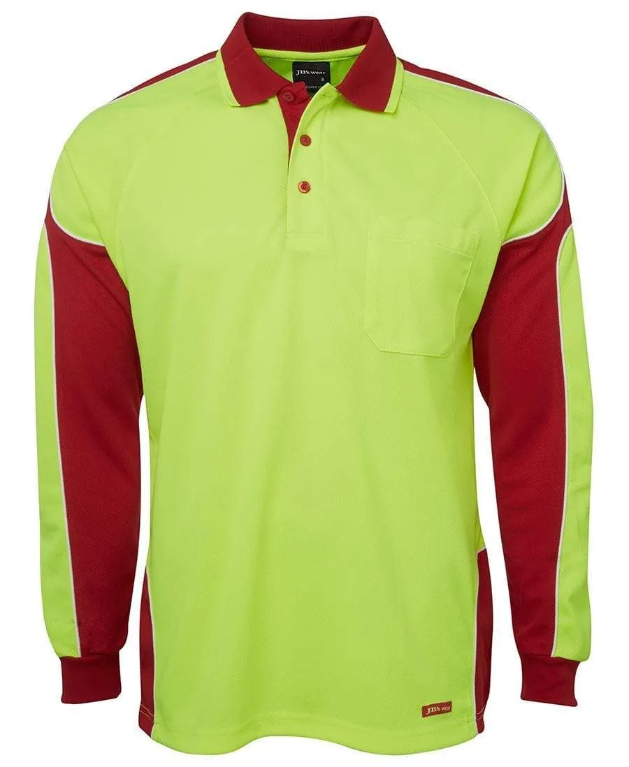 JB'S Hi-Vis Long Sleeve Arm Panel Polo 6AP4L