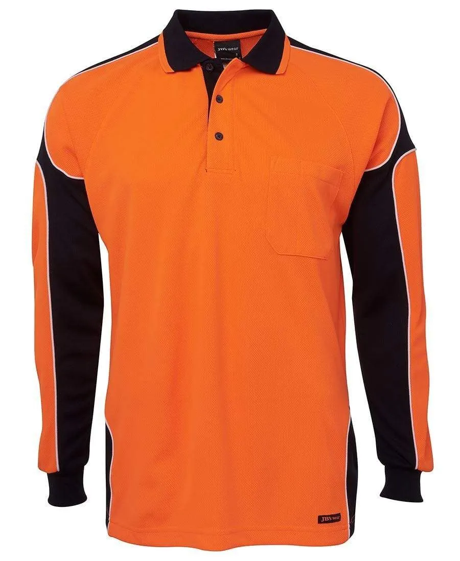 JB'S Hi-Vis Long Sleeve Arm Panel Polo 6AP4L