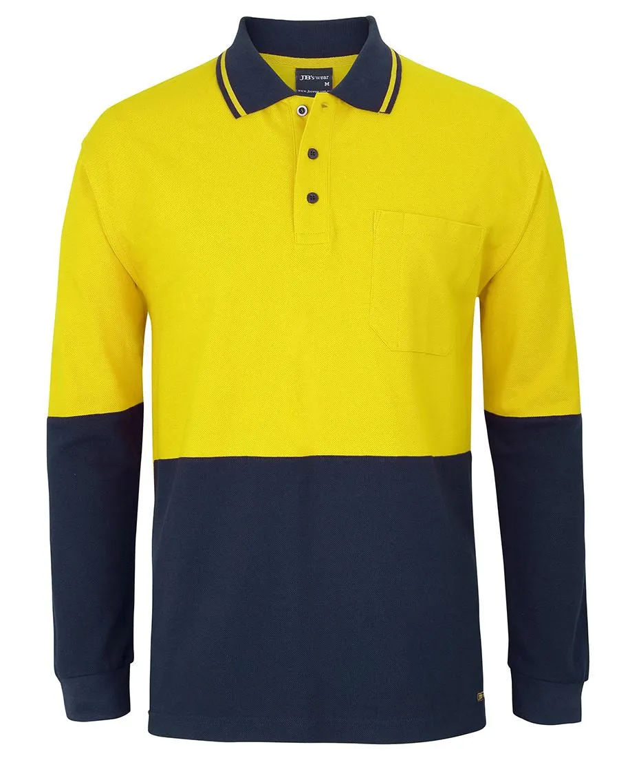 JBs Wear | Hi Vis Long Sleeve Cotton Pique Trad Polo | 6HVQL