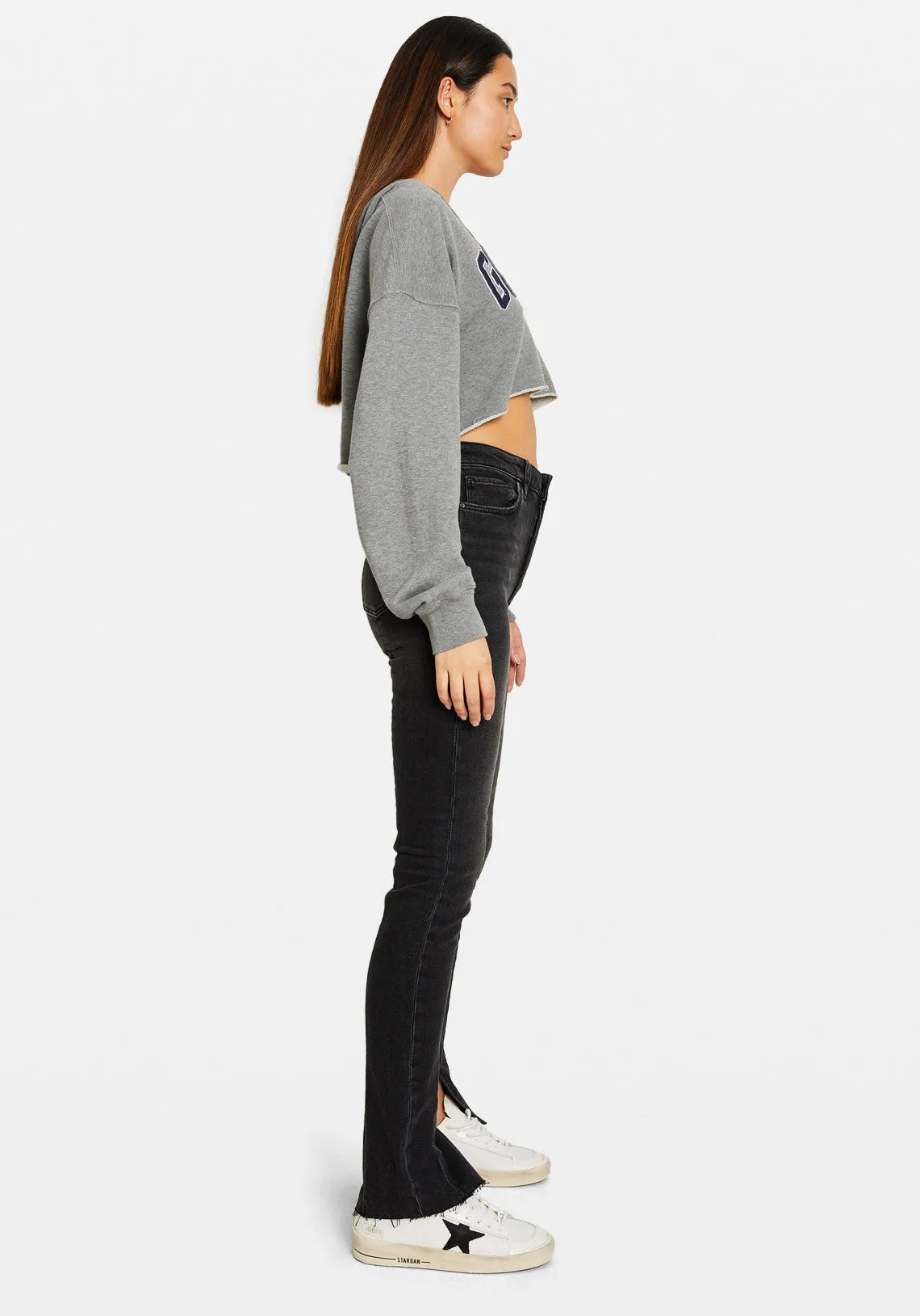 Journey Sweatshirt Crop Hoodie W/ Embroidery Golden