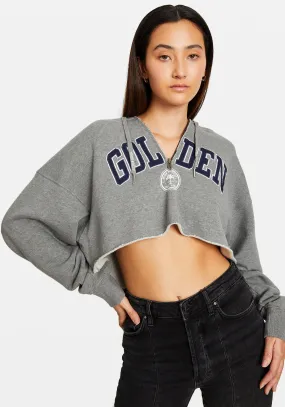 Journey Sweatshirt Crop Hoodie W/ Embroidery Golden
