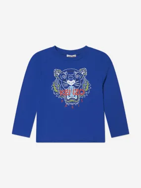 KENZO Boys Organic Cotton Long Sleeve Tiger T-Shirt