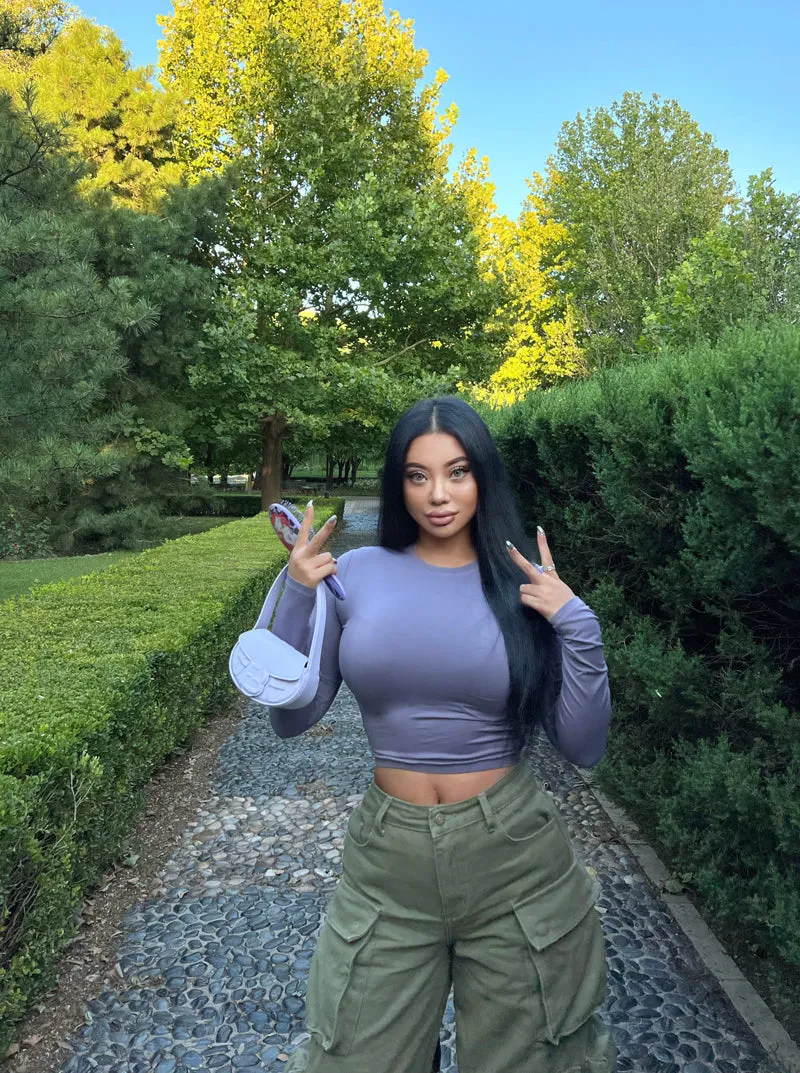 Khloe Solid Color Long Sleeve Slim Top