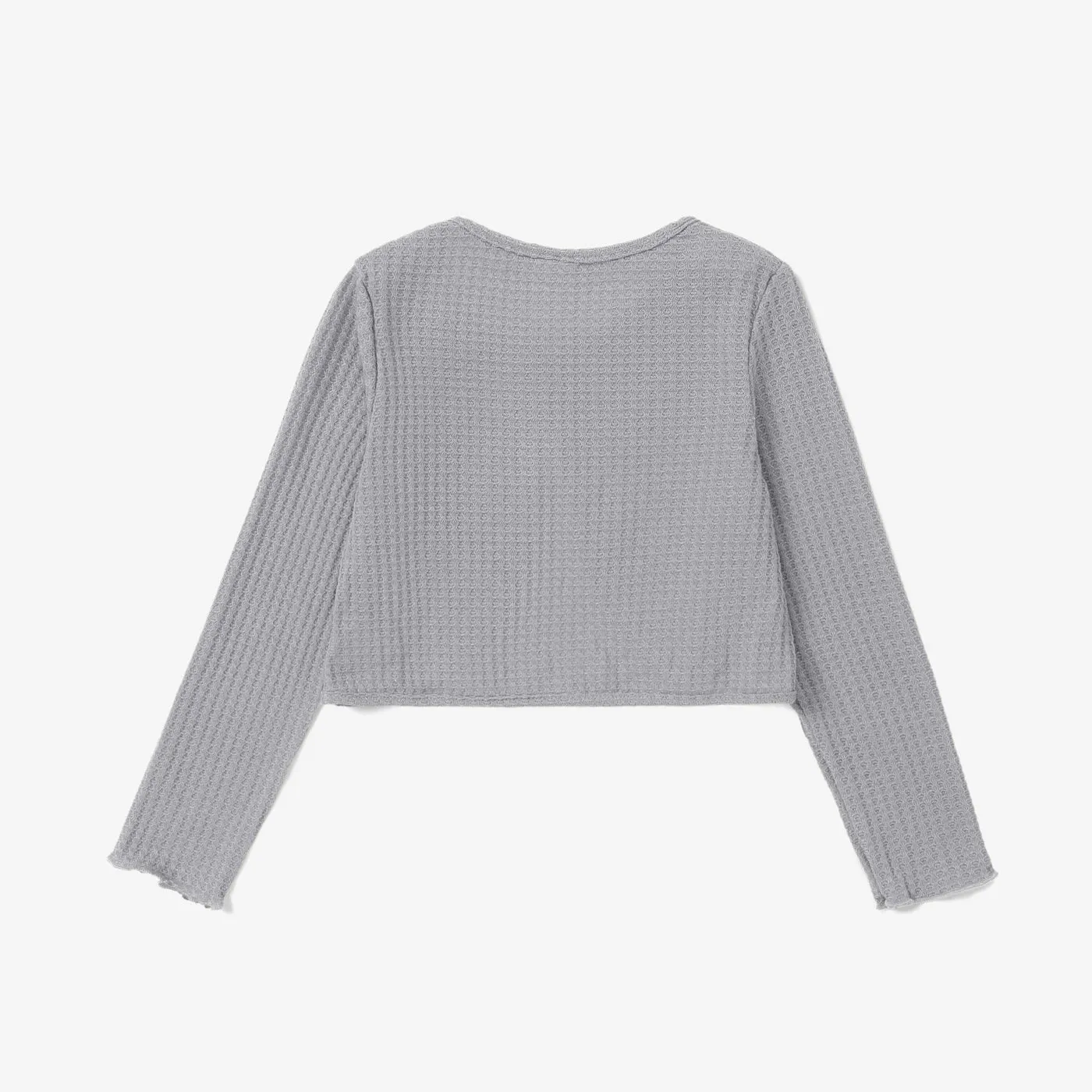 Kid Girl Bowknot Design Waffle Solid Color Cardigan