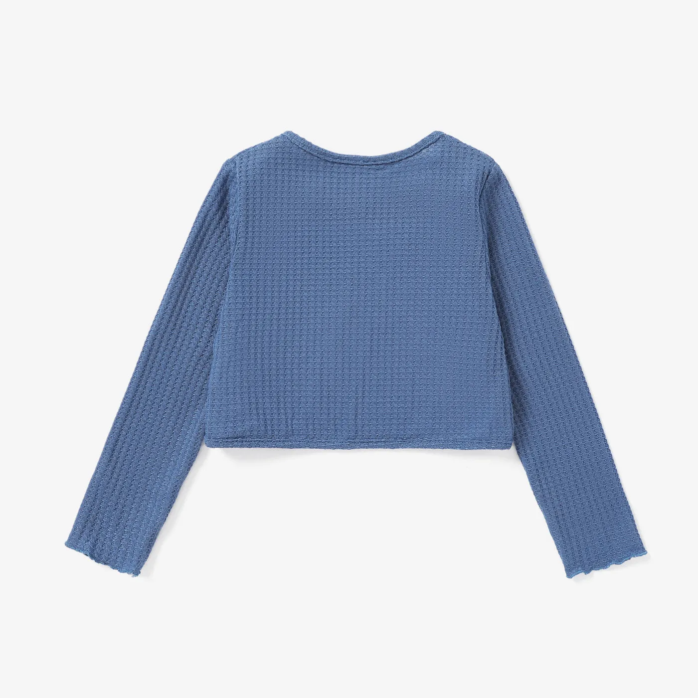 Kid Girl Bowknot Design Waffle Solid Color Cardigan