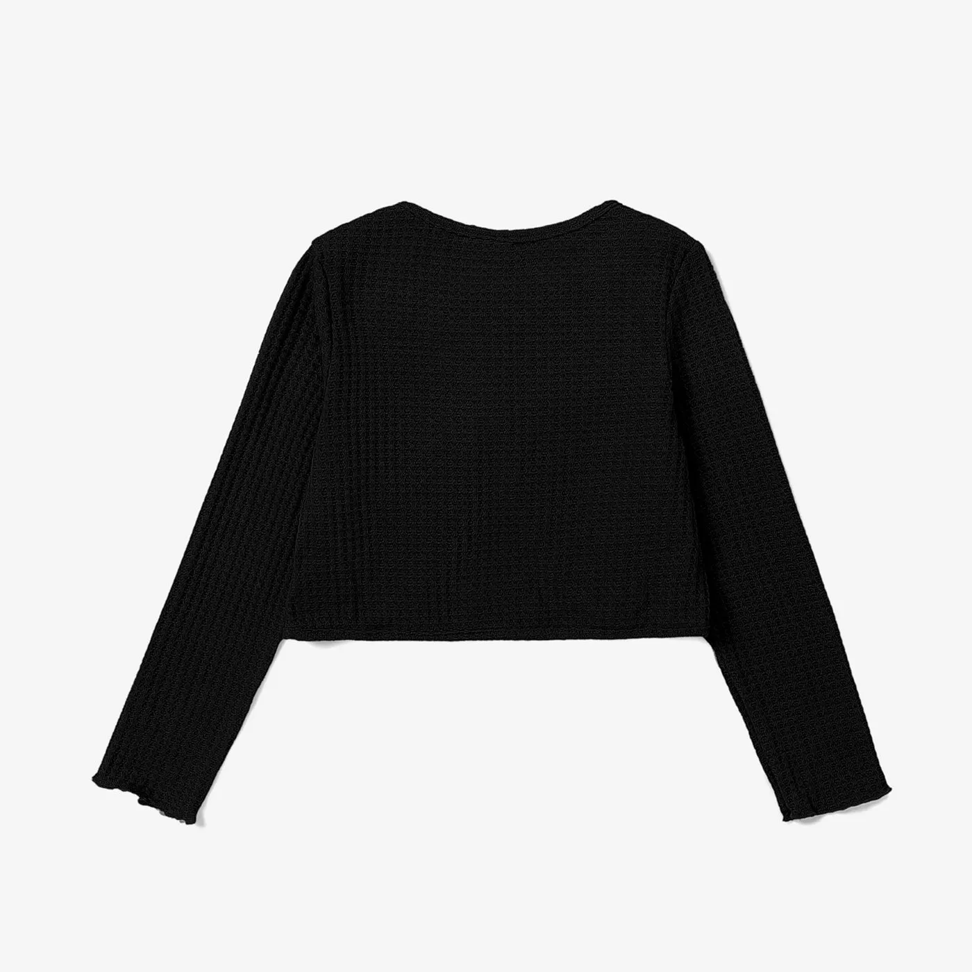 Kid Girl Bowknot Design Waffle Solid Color Cardigan