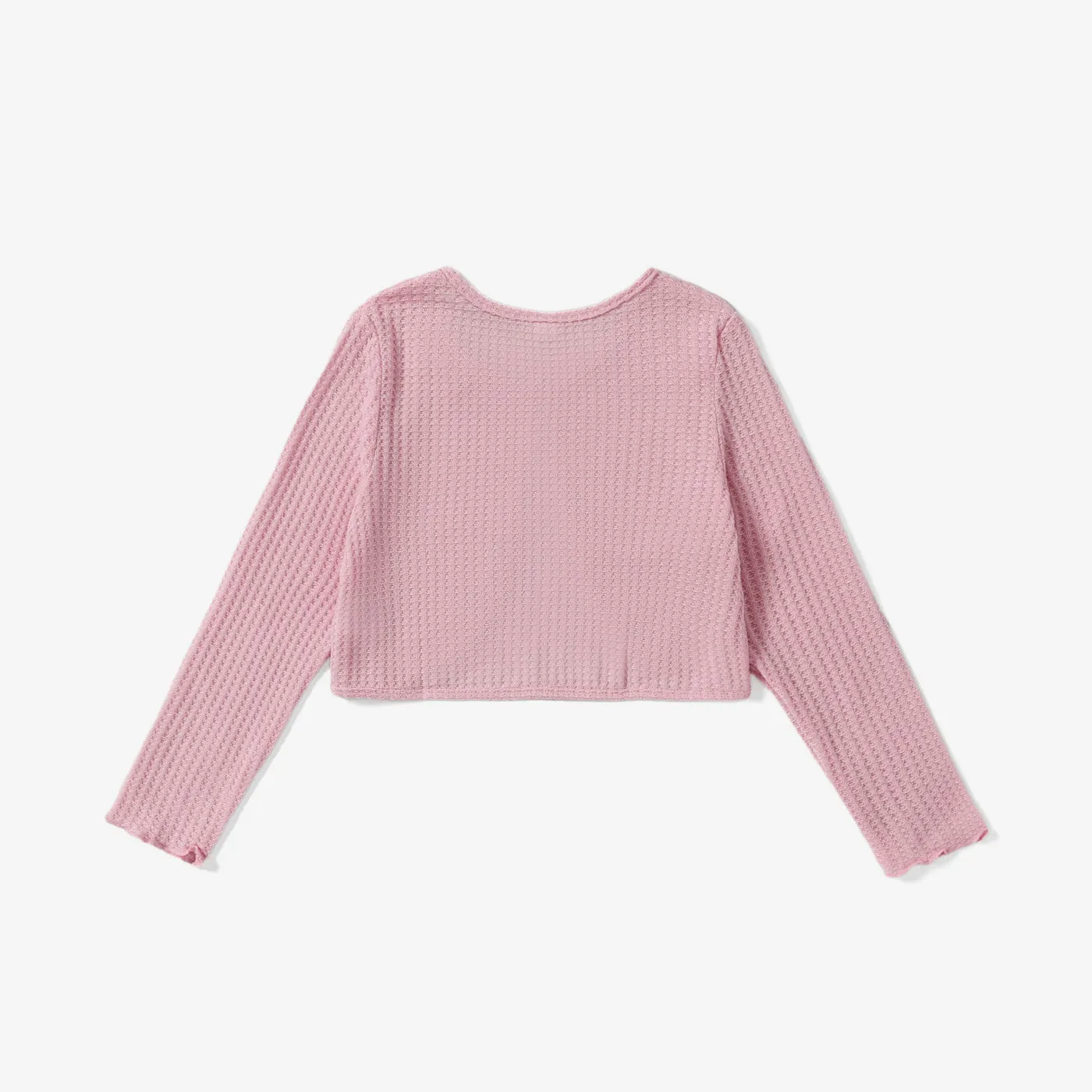 Kid Girl Bowknot Design Waffle Solid Color Cardigan