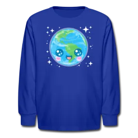 Kids' Kawaii Earth Long Sleeve T-Shirt