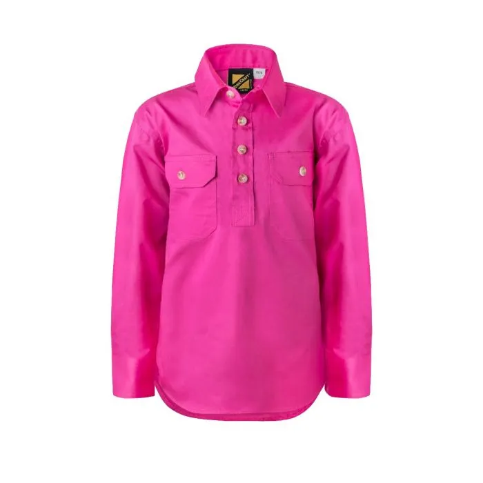 Kids Lightweight Half Placket Long Sleeve Shirt