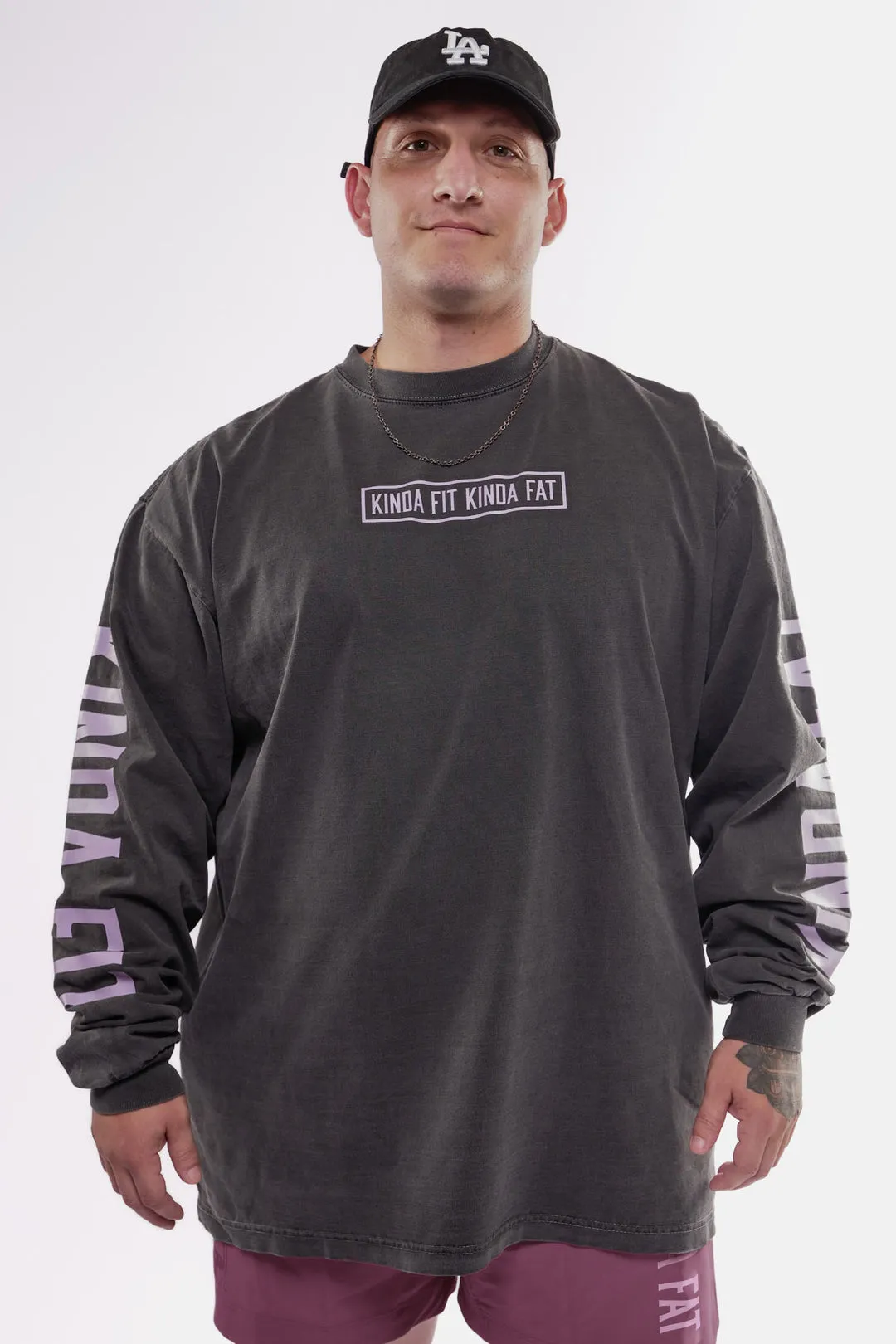Kinda Fit Kinda Fat The KFKF Premium Oversized Longsleeve Tee (Shadow/Berry)