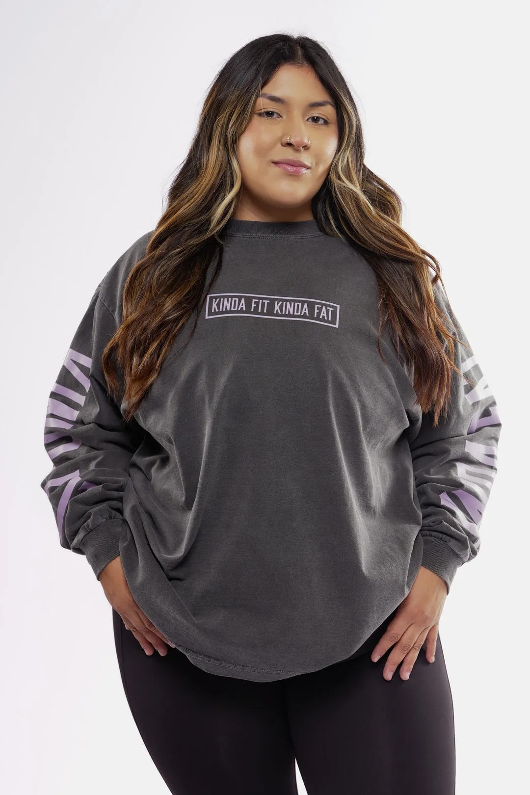 Kinda Fit Kinda Fat The KFKF Premium Oversized Longsleeve Tee (Shadow/Berry)