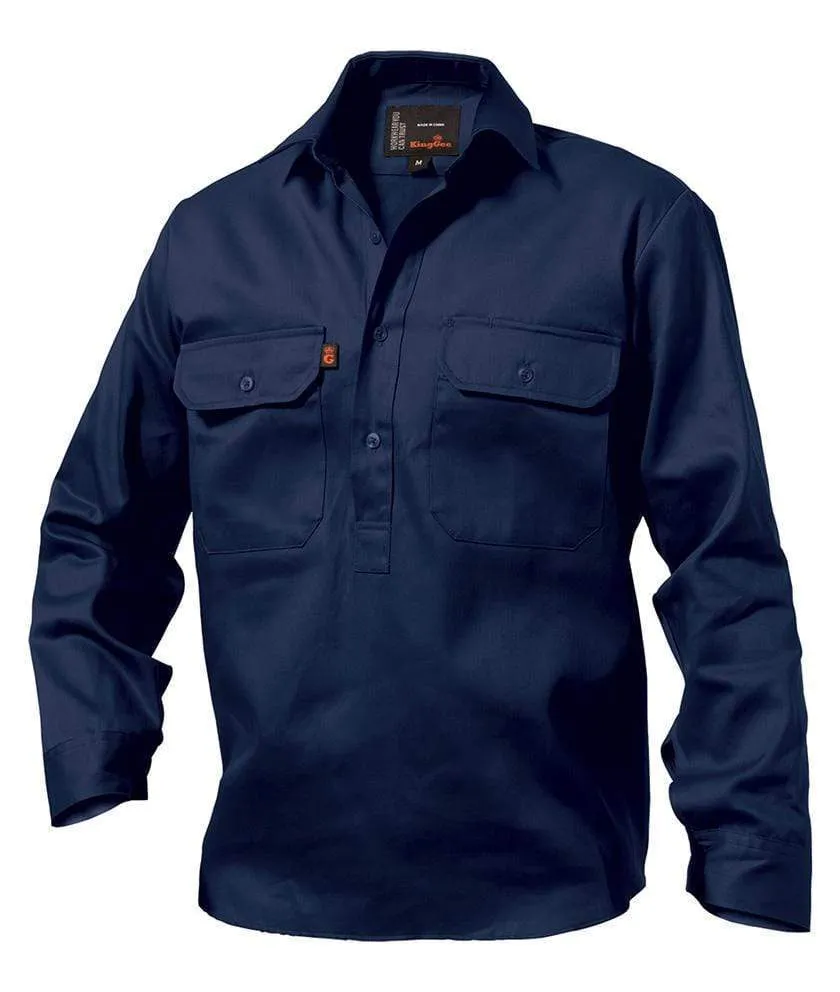 KingGee Closed Front Long Sleeve Drill Work Shirt K04020