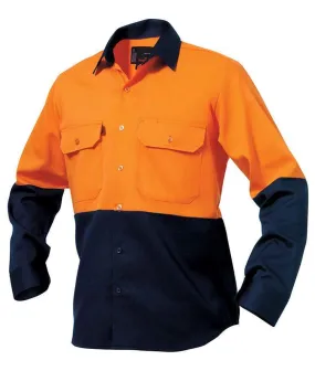 KingGee Hi-Vis Spliced Drill Long Sleeve Work Shirt K54015