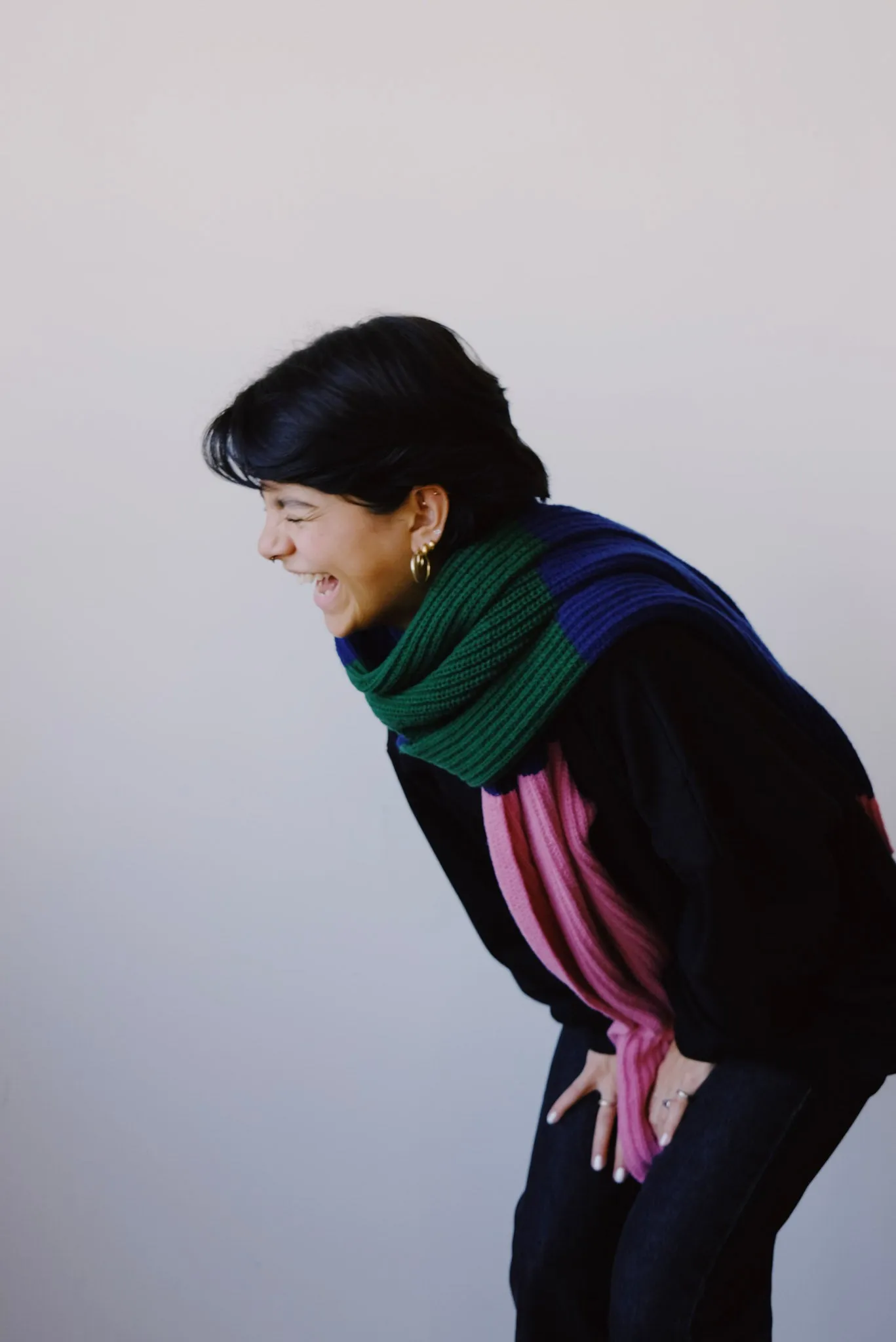 knit scarf - ghede - pink blue green