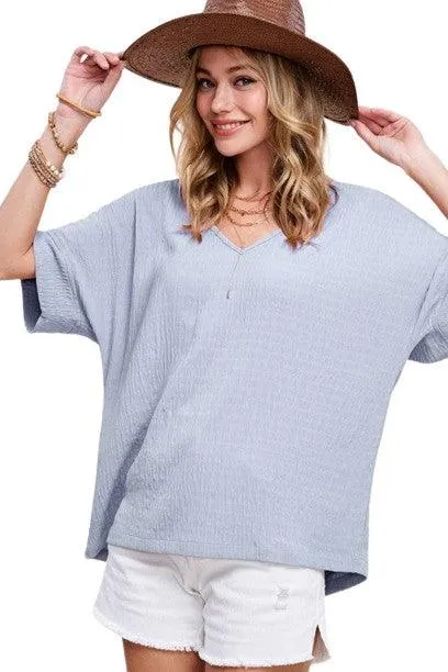 La Miel Short Sleeved V-Neck Oversized Top