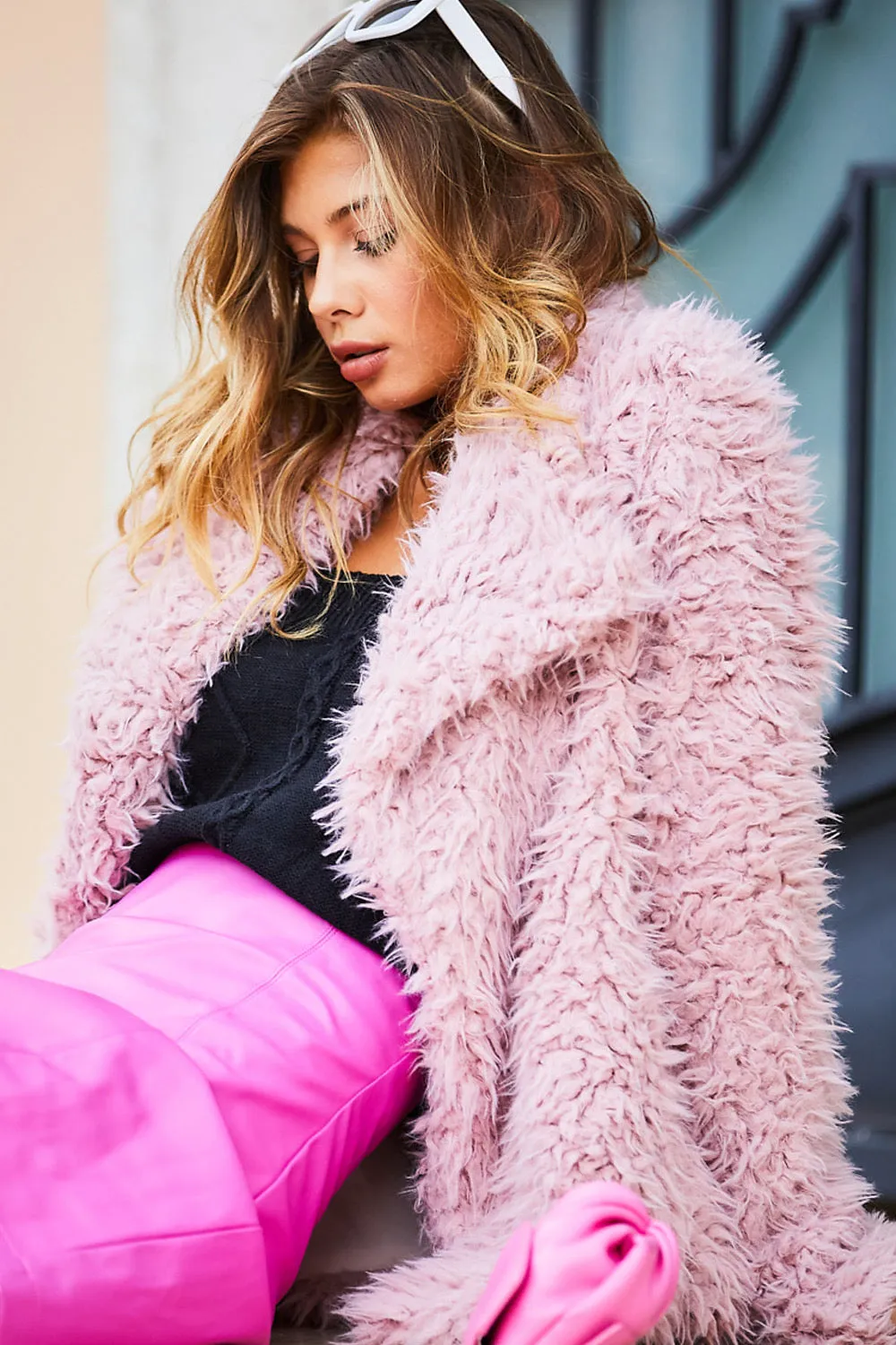 Lapel Faux Fur Jacket