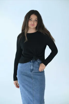 Latitude Black Knotted Waffle Tee LA202B