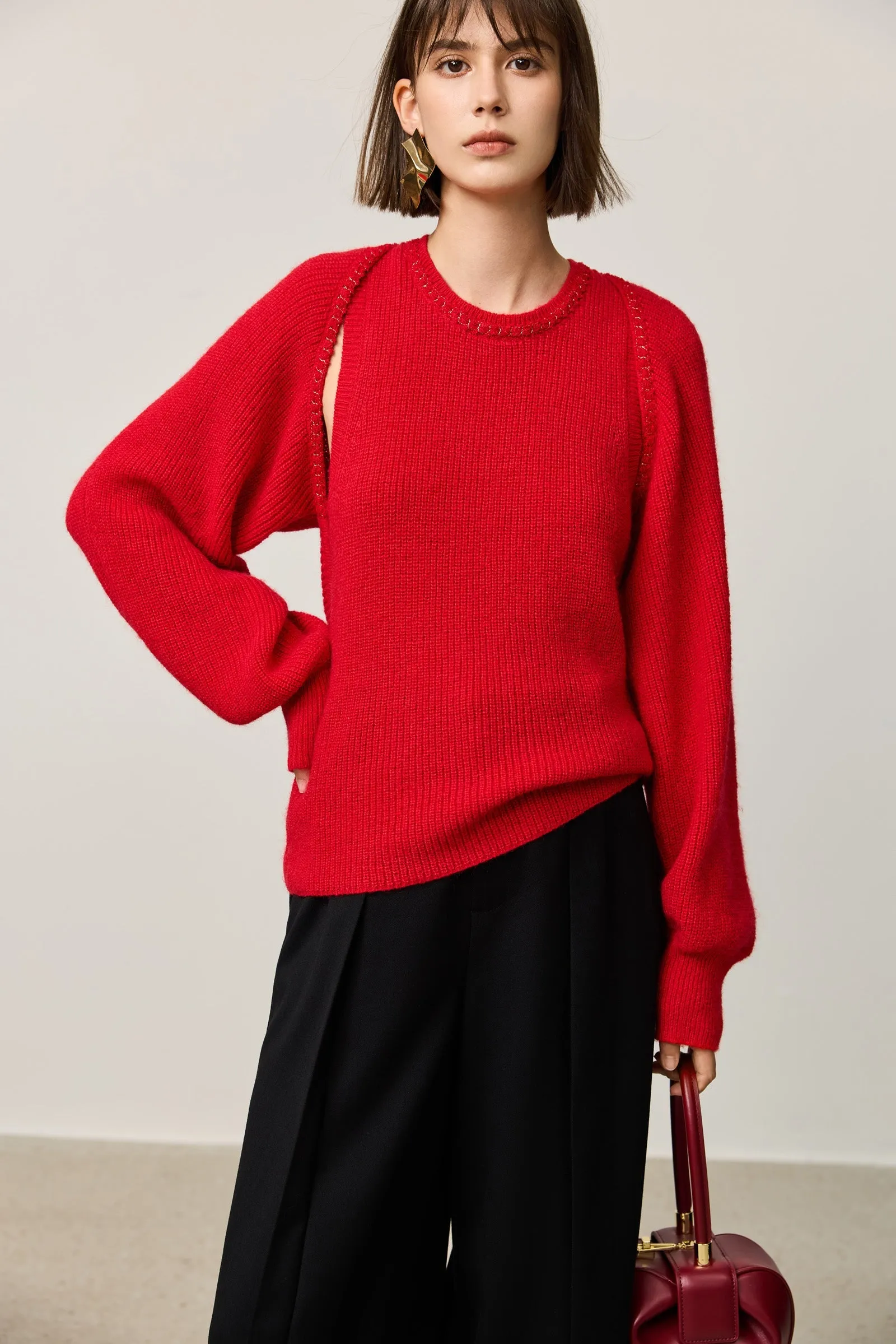 LILY New Year Red Knit Cardigan and Tank Set
