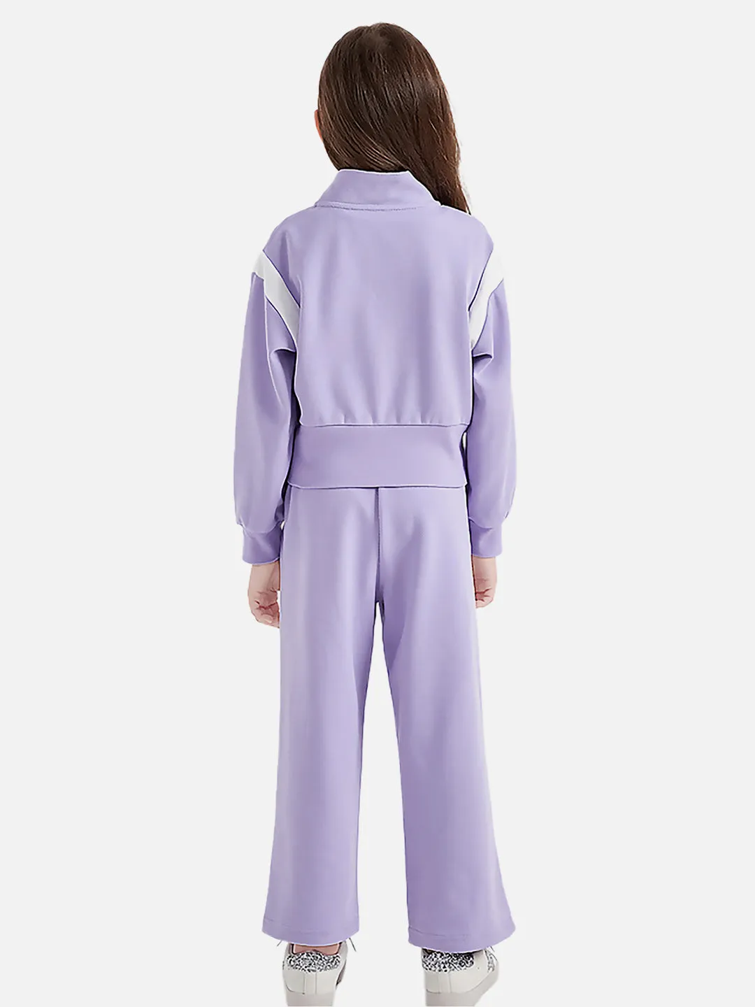 Little Surprise Box, Casual Lilac & White Stripes 2Pcs Track Suit Set For Kids & Tweens