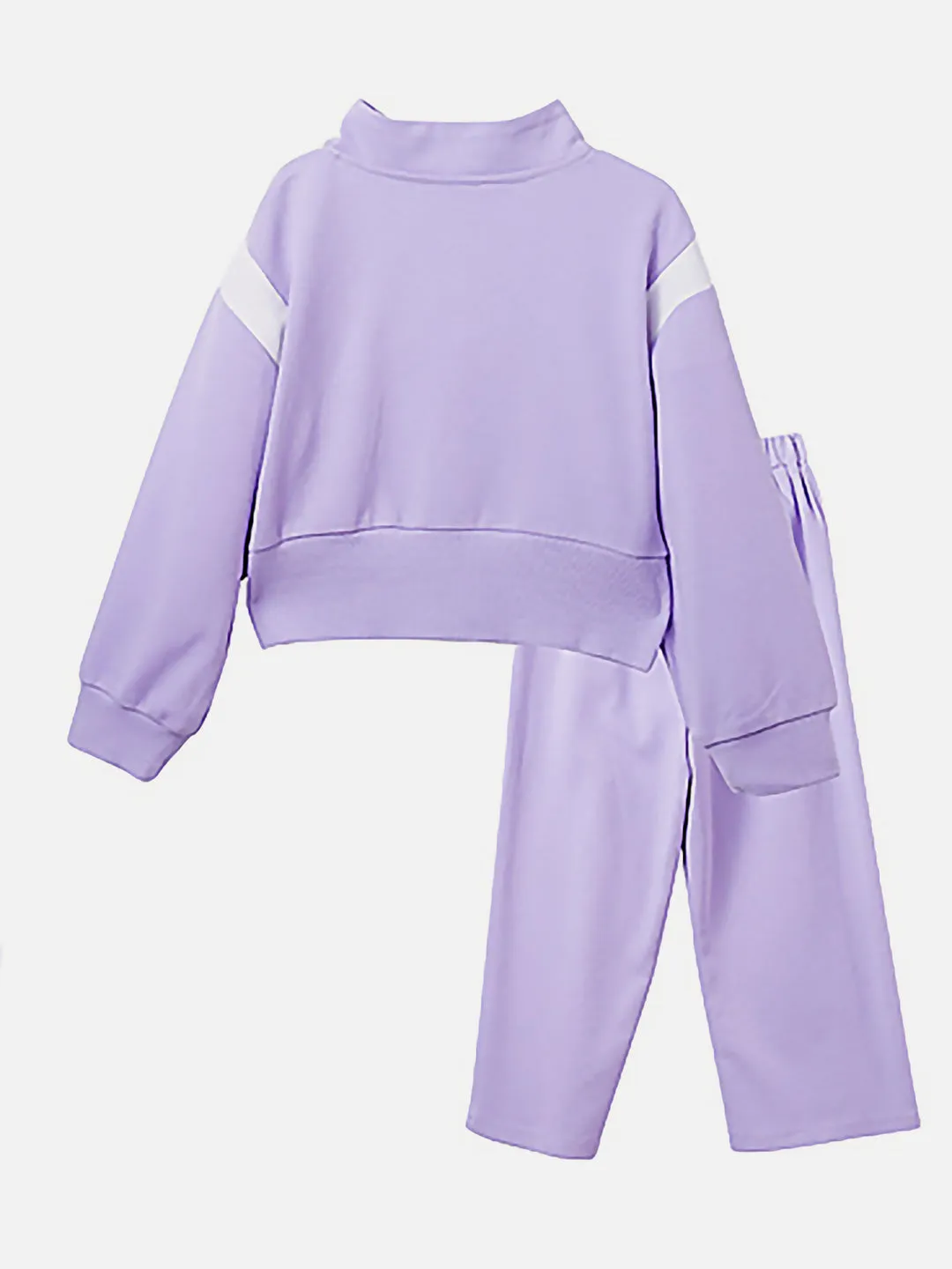 Little Surprise Box, Casual Lilac & White Stripes 2Pcs Track Suit Set For Kids & Tweens