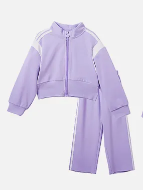 Little Surprise Box, Casual Lilac & White Stripes 2Pcs Track Suit Set For Kids & Tweens