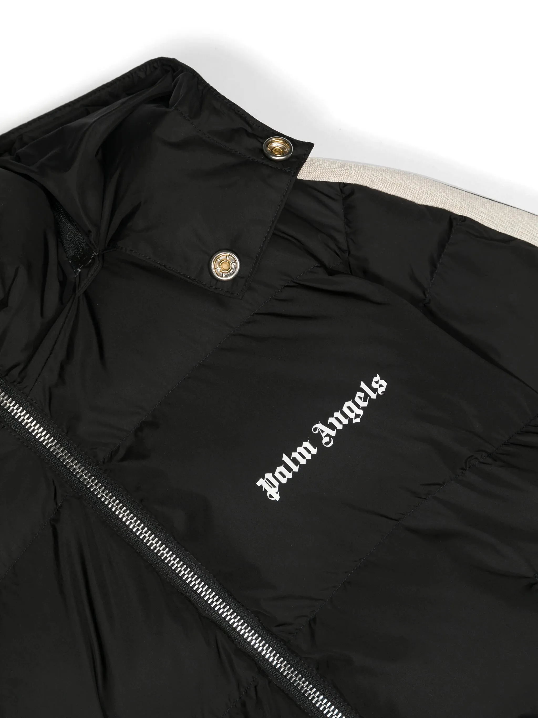 LOGO TRACK HOODED PUFFER JACKET