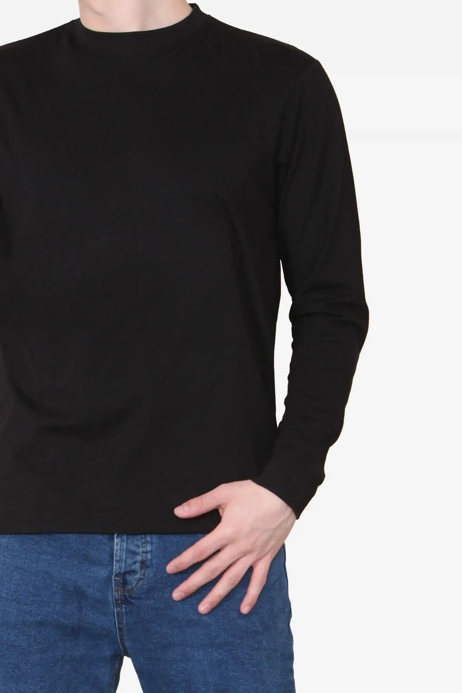 Long Sleeve Crew Neck T-shirt - Black For Men
