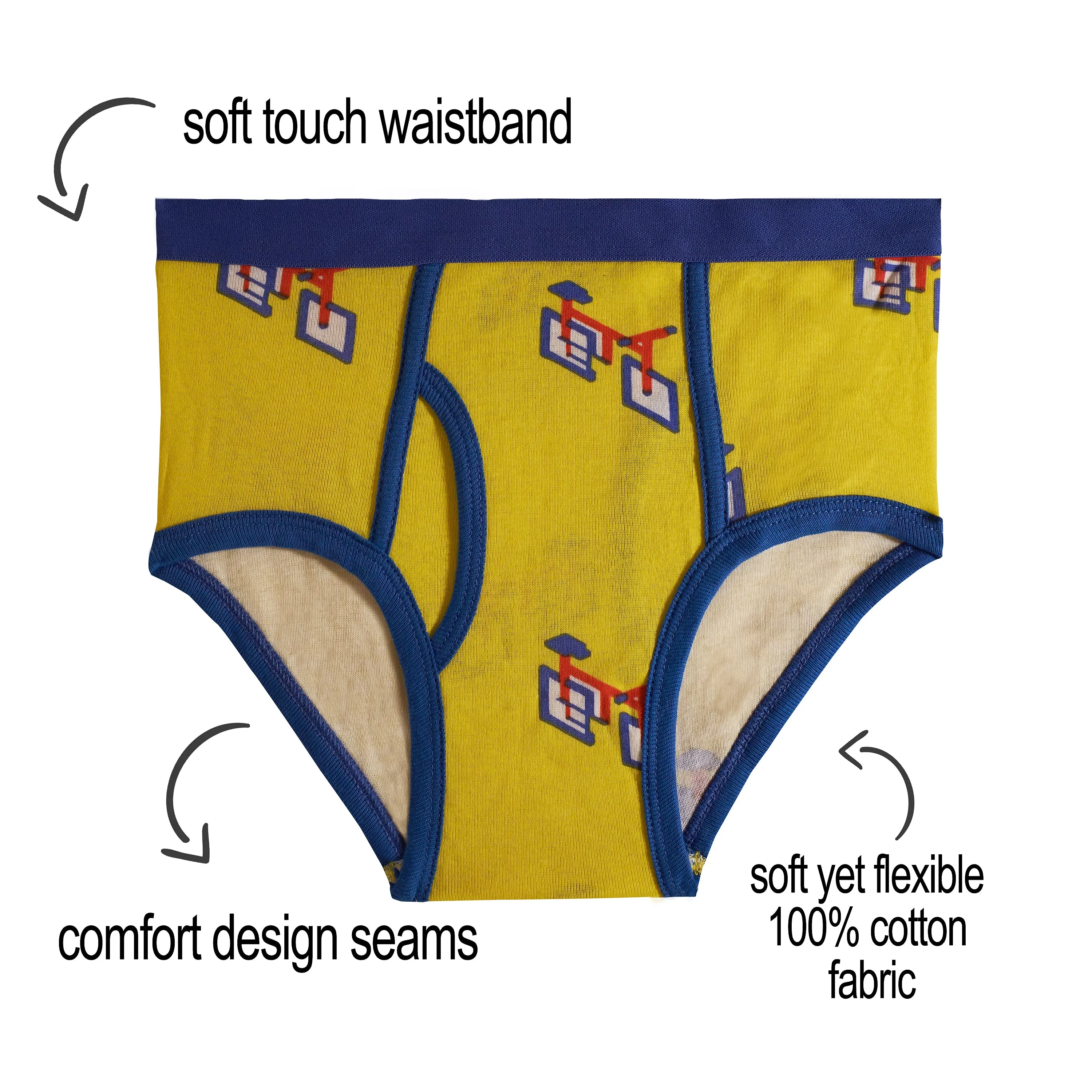 Mallary by Matthew 100% Cotton Boys Briefs Underwear 8 Pack Traffic