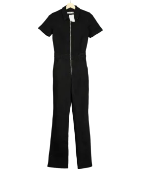 MANGO Black Denim Jumpsuit UK XS