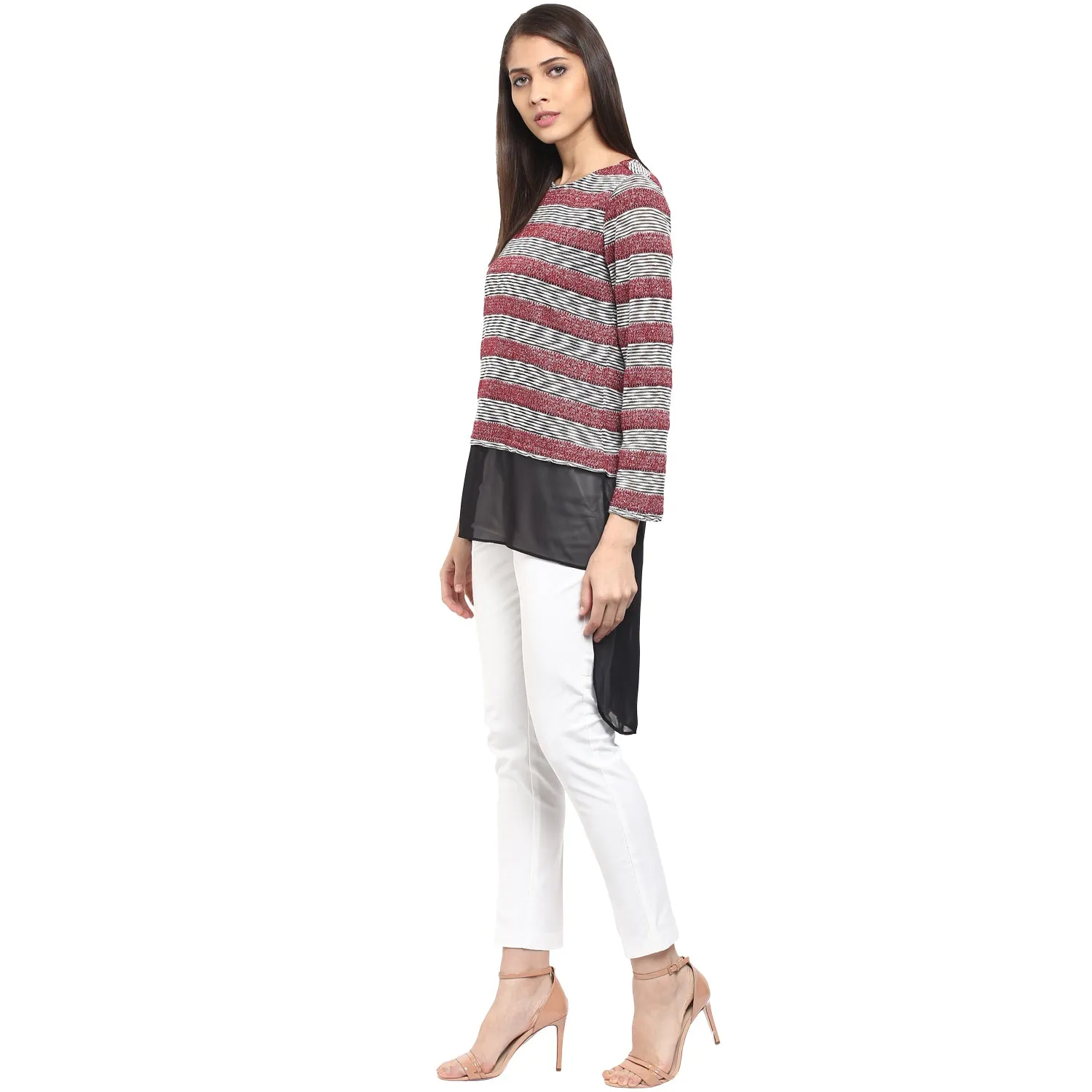 Maroon Printed Top