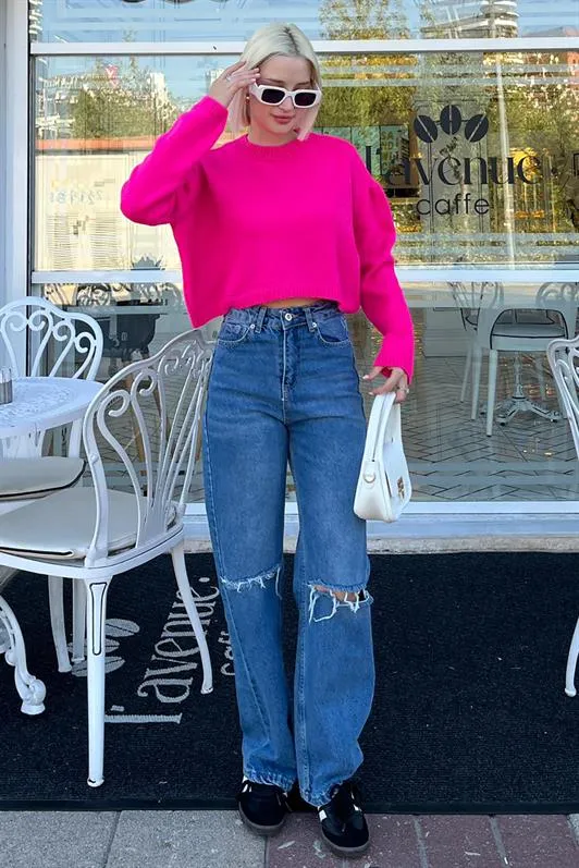 MDX Fuchsia Bicycle Collar Crop Women's Sweater MG2166 - Wembley