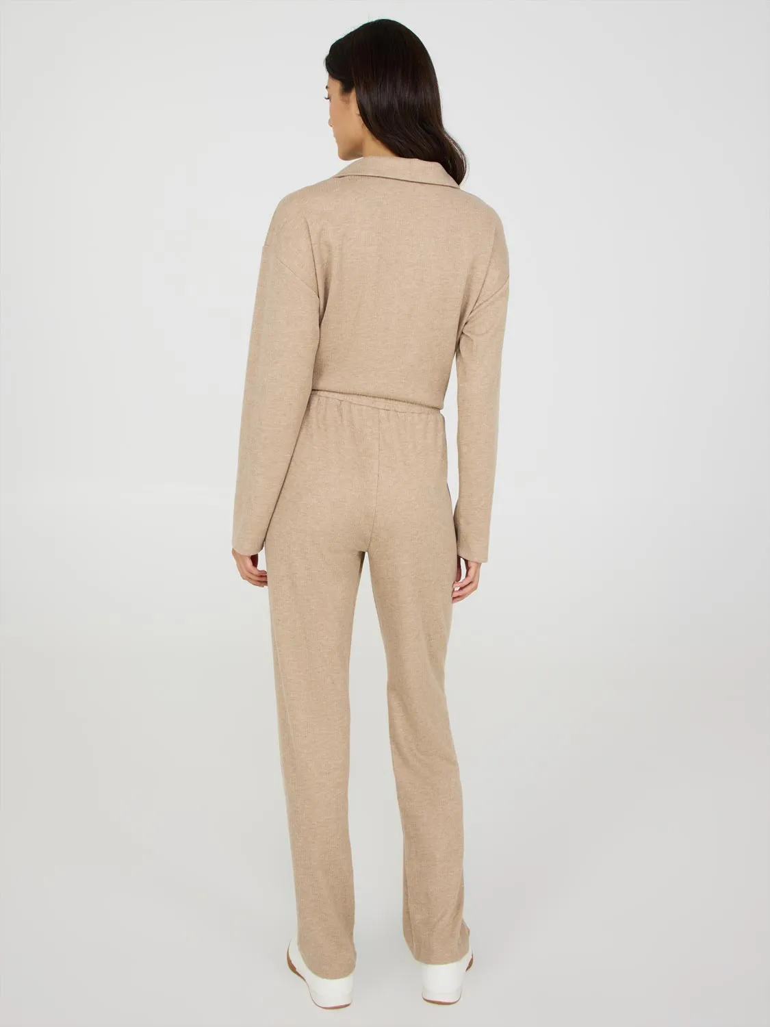 Melange Ribbed Straight Leg Pants