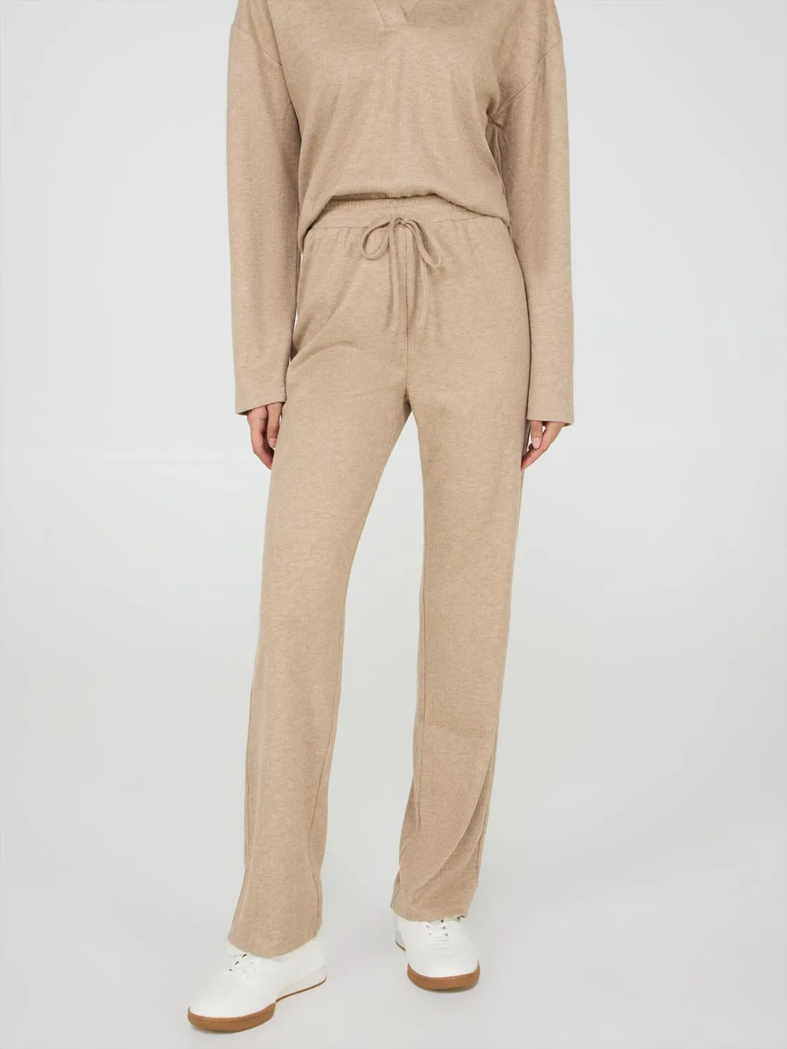 Melange Ribbed Straight Leg Pants