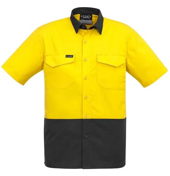 Mens Rugged Cooling Hi Vis Spliced Short Sleeved Shirt